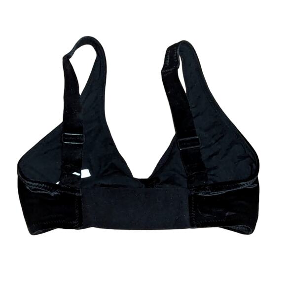 Free People Black Velvet Velour Wide Strap Pullover Comfy Goth Lounge Bralette - Picture 2 of 3